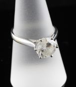An 18ct white gold solitaire diamond ring, the round brilliant cut stone approximately 2.00ct,