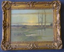 Sidney Vincent North (1872-1951)oil on canvas,Coastal landscape at sunset,signed,13.5 x 17.5in.