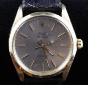 A gentleman`s 1970`s 14ct gold Rolex Oyster Perpetual Air King Precision wrist watch, with baton