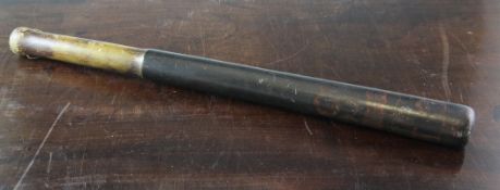 A Georgian painted wood truncheon, painted with crowned initial S, 22in.