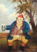 English School c.1800oil on wooden panel,Portrait of Daniel Lambert, Keeper of Leicester jail, `
