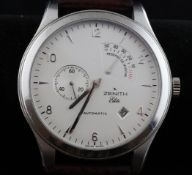 A gentleman`s modern stainless steel Zenith Elite Grande Class No. 77 automatic wrist watch, with
