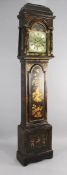 John Burges of Gosport. An early 18th century green lacquered eight day longcase clock, the 12