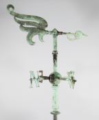 A 19th century copper weather vane, H. 5ft 8in; some repairs