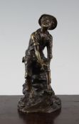 Ernst Fuchs (b.1930). A bronze figure of a boy with his toe being bitten by a crayfish, signed, 6.