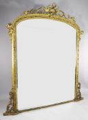 A large pair of Victorian gilt gesso wall mirrors, with scrolling acanthus decoration, W.6ft 2in.