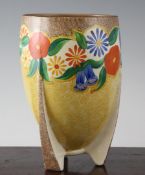 A Clarice Cliff `Canterbury Bells` pattern large 452 shaped vase, 8.4in.