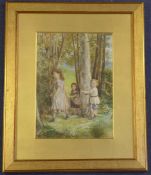 James Archibald Inneswatercolour,Children playing in woodland,signed and dated `73,12 x 9in.