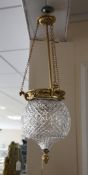 An ormolu mounted cut glass light fitting, drop 25in.