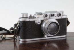 A Leica IIIa camera, no. 309848, c.1938, with a Ernst Leitz Summar 1.2 lens