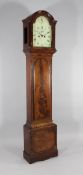 Davey of Lewes. A late 18th century mahogany eight day longcase clock, the 12 inch painted arched