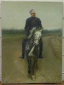 J J Steele (19th C.)oil on canvas,`Fife Light Horse, 1889`,monogrammed,16 x 12in. unframed.