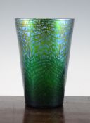 A Loetz `New Wave Art Nouveau` Creta Papillon vase, c.1928, of tapering cylindrical form, 9.5in. 9.