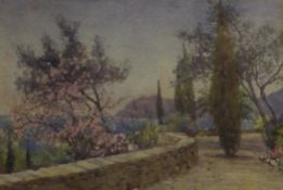 Ernest Arthur Rowe (1863-1922)watercolour,Italian garden,6.5 x 9.5in.