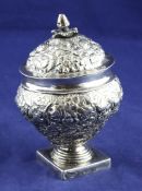 An early 19th century Maltese Ball period silver sugar vase and cover, of inverted pear form, the