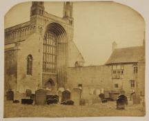 Roger Fenton (1819-1869). An arched top albumen print of Tewkesbury Abbey, west front, c.1850`s,