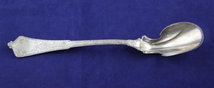 A 20th century Tiffany & Co sterling silver ice cream or sorbet serving spoon, with cut shaped