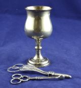 A pair of late Victorian silver grape shears, chased with scrolls and harebells, Cooper Brothers,
