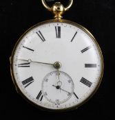 A Victorian 18ct gold keywind lever pocket watch, by H. Stuart, with Roman dial and subsidiary