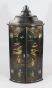A George III polychrome and gilt japanned corner cabinet, the top not originally decorated, the