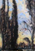 Sir Frank Brangwyn (1864-1956)watercolour,Cypress Trees, Cahors,initialled,8 x 6in.