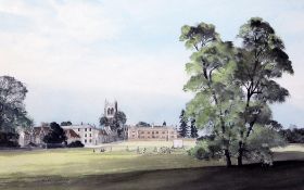Alan Ingham (1932-2002)watercolour,Cricket match at Long Melford, Suffolk,signed, signed and