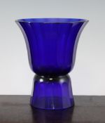 Attributed to Josef Hoffmann (1870-1956) for Weiner Werkstatte. A facetted blue glass vase, c.