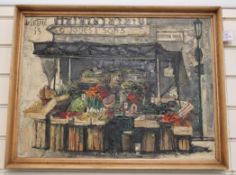 Regis de Bouvier de Cachard (b.1929)oil on canvas,`Roses` Vegetables`,signed and dated `63,18 x