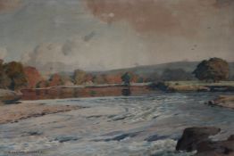 Alfred Heaton Cooper (1863-1929)watercolour,River landscape,signed,15 x 21.5in.