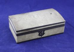 An Arts & Crafts silver mounted shagreen cigarette box, by John Paul Cooper, of rectangular form,
