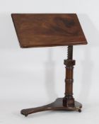 A Victorian mahogany adjustable invalid table, with turned column on shaped base, 2ft 6in. x 1ft
