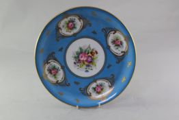 Two Sevres style porcelain dishes, the first of boat shape, the second circular, both painted with