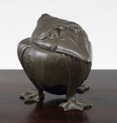 A Kayserzinn pewter inkwell, modelled as a bird, with ceramic liner, 4.5in.