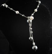 A modern Italian Bulgari 18ct white gold, diamond, Tahitian and Akoya cultured pearl set Lucea