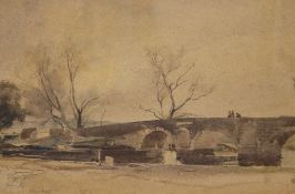Oliver Hall (1869-1957)watercolour,`Study of a bridge across The Frome`,signed,13.5 x 19.5in.