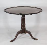 A George II mahogany tripod table, with piecrust moulded top