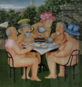 Beryl Cook (1926-2008)colour lithograph,`Tea in the Garden`,signed, 273/650,16.5 x 15.5in.