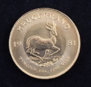 A 1981 gold Krugerrand.