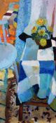 Diana Sylvester RWA AROI b.1924oil on canvas,`Patchwork`,signed and inscribed verso,41 x 20in.