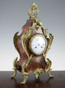 An early 20th century ormolu and red boulle mantel clock, of Louis XV style, with Marti & Cie