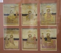 19th century Indian Schoolset of six watercolours heightened with gilt,Studies of seated noblemen,
