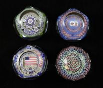 Four Whitefriars millefiori limited edition glass paperweights, c.1975-78, to include a 1976