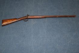 A 19th century double barrel percussion sporting gun by T. Wallas, with engraved lock and hammers