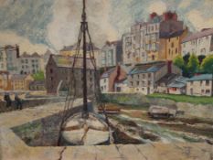 Cyril Saunders Spackman (American, 1887-1963)oil on board,`Quayside, Tenby`,signed, label verso,23 x
