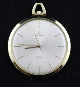 An 18ct Omega de Ville keyless dress pocket watch, with baton numerals.