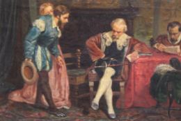 Victorian Schooloil on canvas,Interior with Elizabethan gentlemen seated around a table,indistinctly
