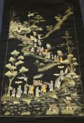 Two Chinese embroidered silk panels, late 19th / early 20th century the first on a scroll with