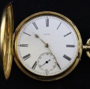 A Victorian 18ct gold hunter keyless pocket watch, by John Lecomber, Liverpool, with Roman dial