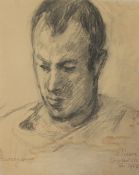 Duncan Grant (1885-1978)charcoal and sepia chalk,Head study of a young man,signed and inscribed `