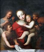 After Bernardino Luini (1480-1532)oil on copper panel,Madonna and child with attendants,14.5 x